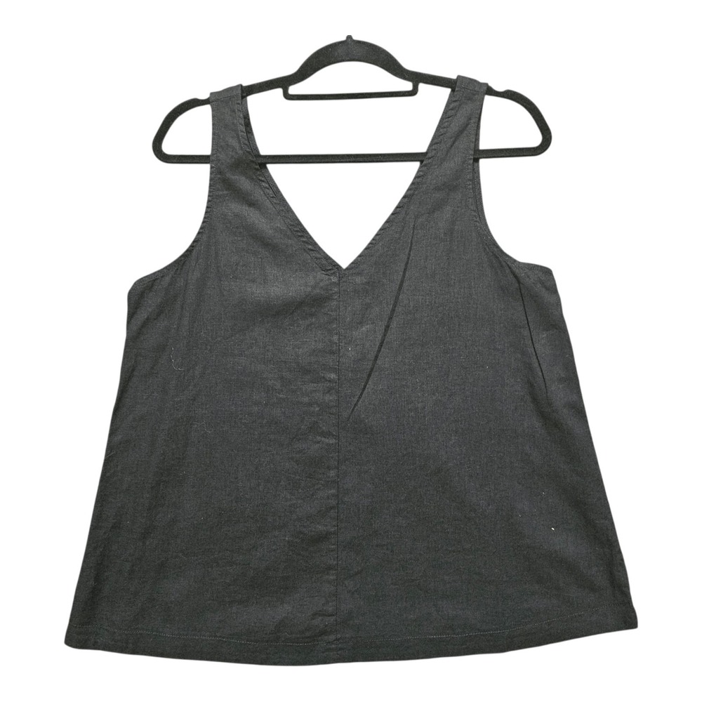 Time and True Womens Woven Tank Shirt Sleeveless Black V Neck Small 4/6